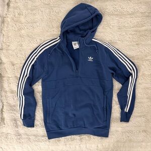 Adidas Men's blue quarter-zip hoodie